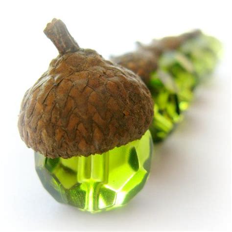 6 Large Fall Autumn Faceted Green Glass Acorns By Whysperfairy Acorn