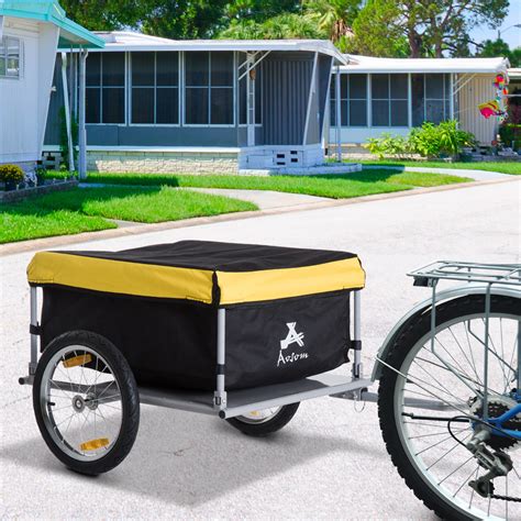 New Aosom Bicycle Bike Cargo Trailer Cart Carrier Shopping Yellow And