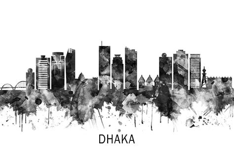Dhaka Bangladesh Skyline Bw Mixed Media By Nextway Art Fine Art America