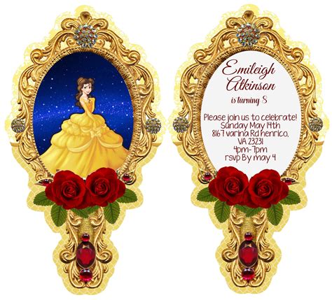 20 Personalized Beauty And The Beast Mirror Invitation Etsy