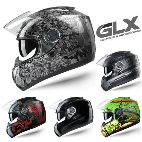 Glx Dot Full Face Motorcycle Street Bike Helmet Clear Smoked Tinted