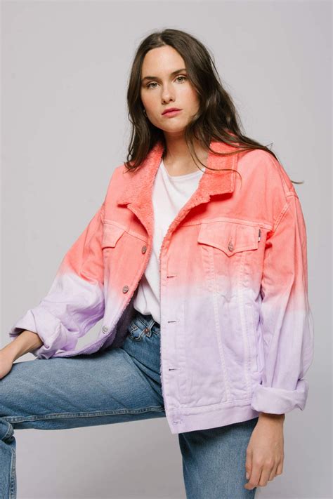 oversized shearling denim jacket limited edition woman dip dye the shearline