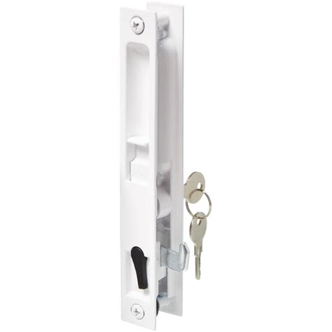 Prime Line White Sliding Patio Door Flush Locking Handle Set With Key