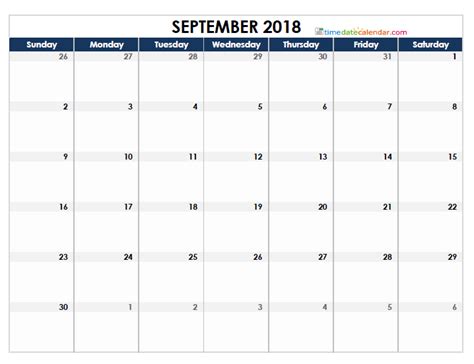 Rancanglah perjalanan anda untuk masa akan datang hari ini. September Calendar 2018 Malaysia Printable Calendar Templates