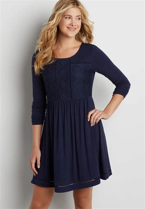 Dress With Floral Lace And Keyhole Back Maurices