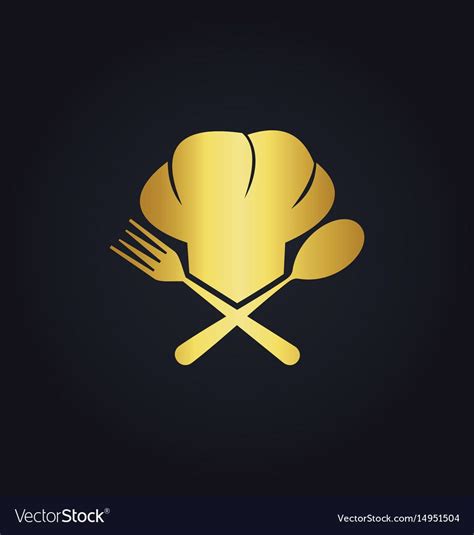Chef Cook Food Gold Logo Vector Image On Vectorstock Logo Restaurant Love Animation Wallpaper