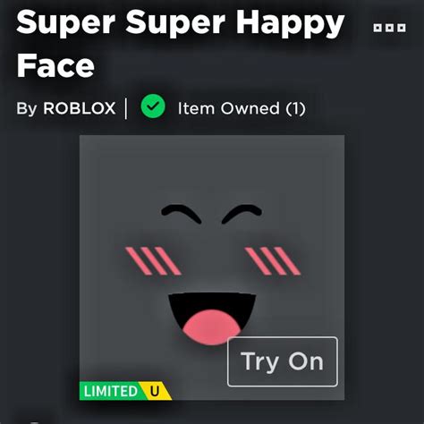Roblox Limited Super Super Happy Face ⭐ Fast Delivery ⭐ Cheapest On Ebay Бесплатные вещи