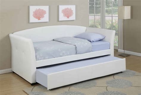 Manta White Leather Day Bed Kfrooms Youth Twin Leather Bed Trundle