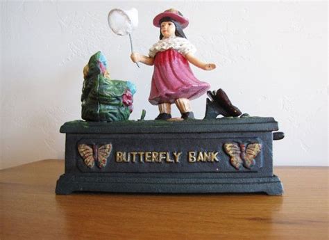 Tg,llc treasure gurus vintage cast iron mechanical circus elephant coin money piggy bank metal antique style home decor. Vintage Cast Iron Mechanical Bank With Girl Catching ...