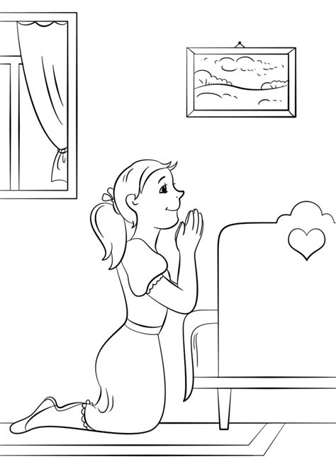 Little Girl Praying Coloring Page Colouringpages