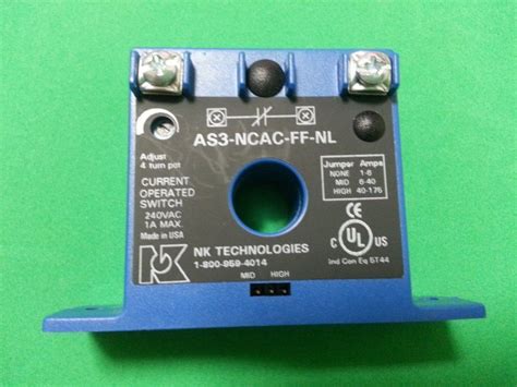 Nk Technologies As3 Ncac Ff Nl Current Operated Switch 240vac 1a Used