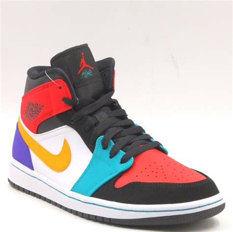 jordan 1 mid bred multi color men basketball sneakers 554724 125 ebay