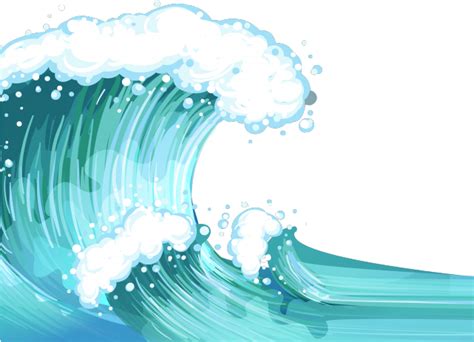 Ocean Clipart Simple Big Waves Transparent Background Transparent