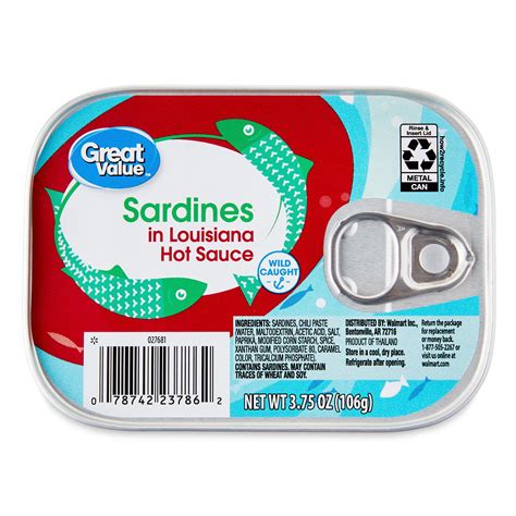 Great Value Sardines In Louisiana Hot Sauce 375 Oz