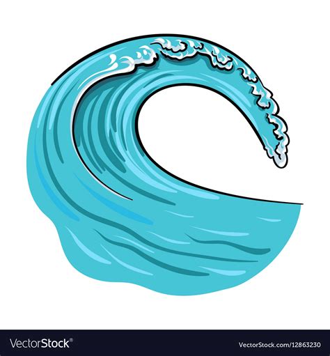 Wave Icon In Cartoon Style Isolated On White Vector Image