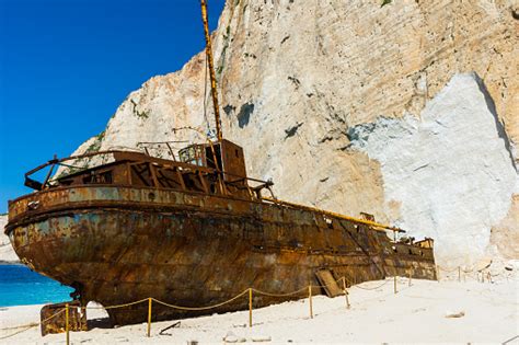 Greece Zakynthos Stranded Magic Shipwreck In Famous Bay Navagio Beach