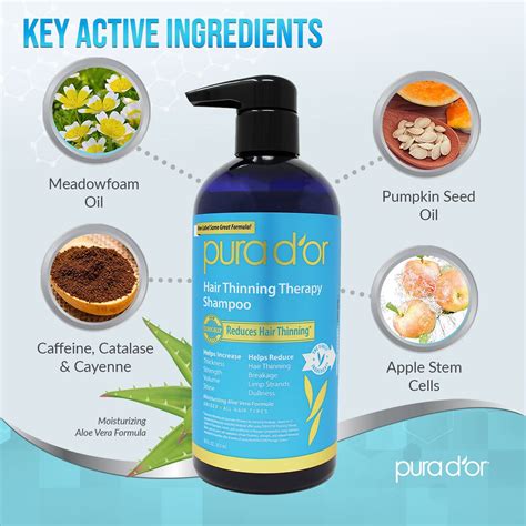 Pura Dor Hair Thinning Therapy Biotin Shampoo Original Scent 16 Oz Wargan Oil Herbal Dht