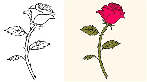Easy Drawing Rose Outline - madathos gambar png