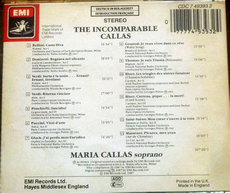 The Incomparable Callas Favourite Arias