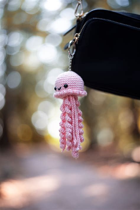 Jellyfish Keychain Kawaii Keychain Amigurumi Crochet Jellyfish