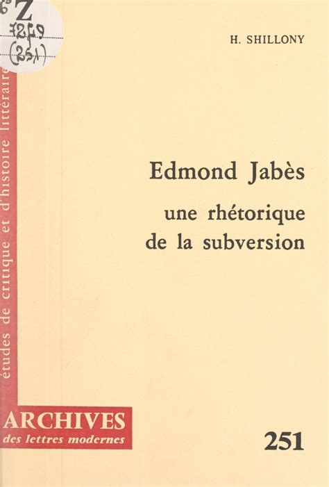 Edmond Jabès Par Helena Shillony Leslibrairesca