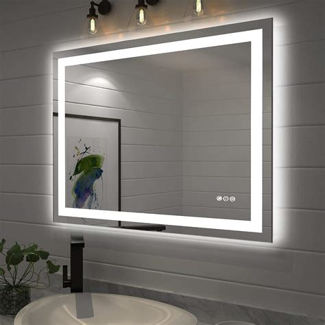 Buy Amorho Led Vanity Bathroom Mirror 40x 32 With Front And Backlit Stepless Dimmable Double