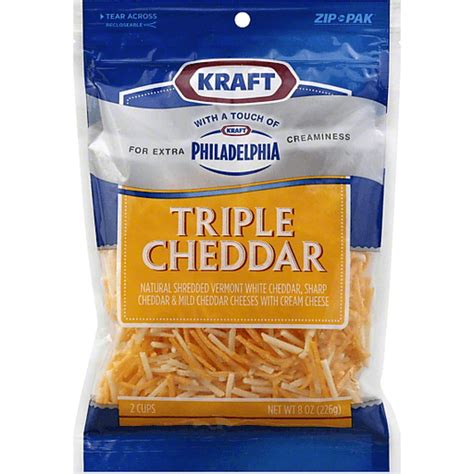 Kraft Natural Cheese Triple Cheddar Wtouch Of Philadelphia Shredded