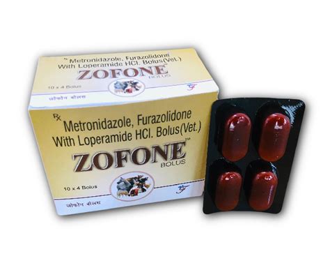 Veterinary Metronidazole Furazolidone And Loperaminde Hcl Bolus Zofone