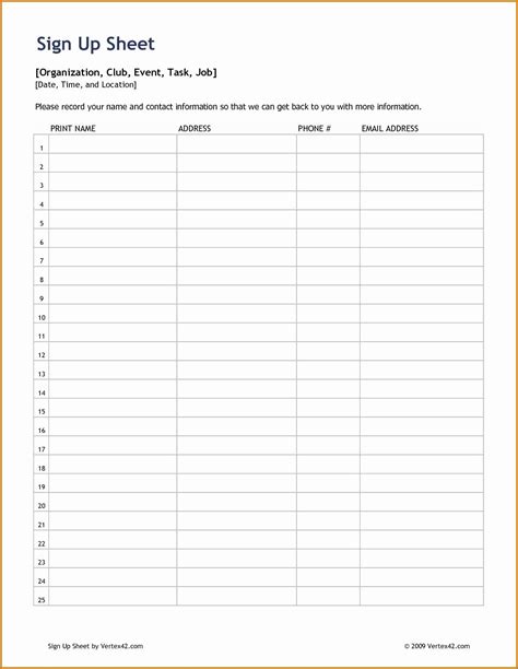 Email Sign Up Form Template In 2020 Sign Up Sheets