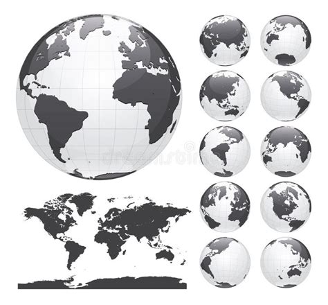 Earth Globes Collection World Map Stock Illustrations 567 Earth