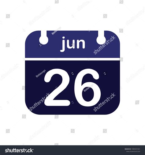 June 26 Calendar Icon Calendar Icon Stock Vector Royalty Free
