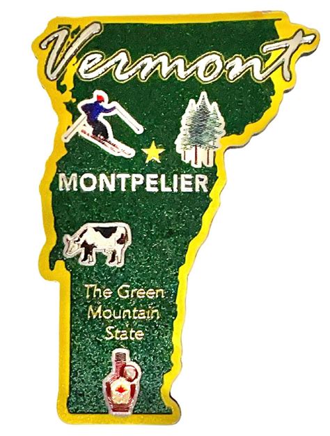 Vermont The Green Mountain State Foil Fridge Magnet