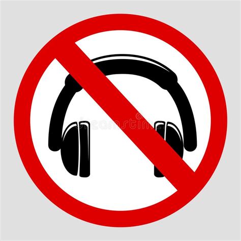Simple Vector Prohibition Sign Icon Style Do Not Use Headphone At Gray