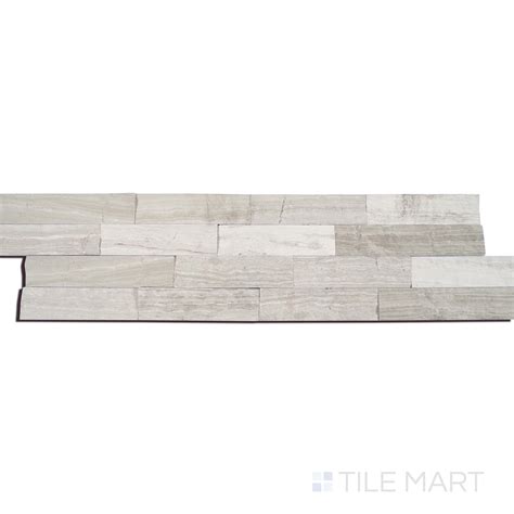 Rockmount Marble Stacked Stone Panel 6x24 White Oak Splitface Tilemart