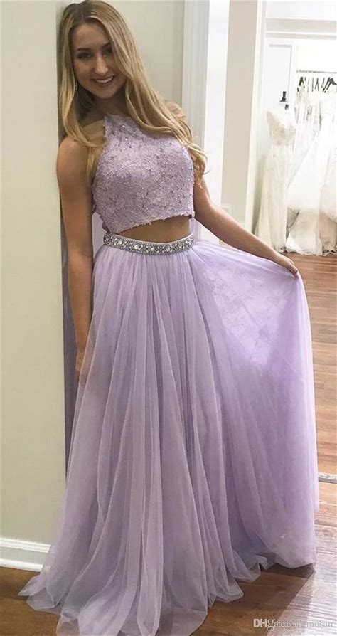 Violet Two Piece Evening Dresses Sexy Backless Long Party