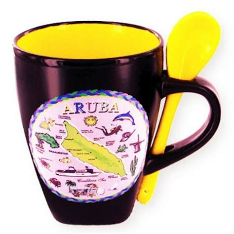 Aruba Souvenir Yellow Coffee Mug Caribbean Souvenir