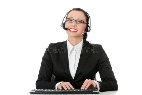 Call Center Woman With Headset Stock Image Image Of Headset Isolated