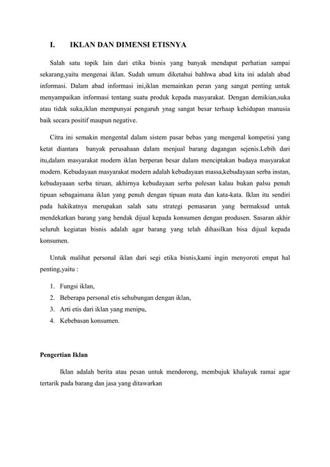 Iklan dan dimensi etisnya, etika pasar bebas, monopoli | PDF