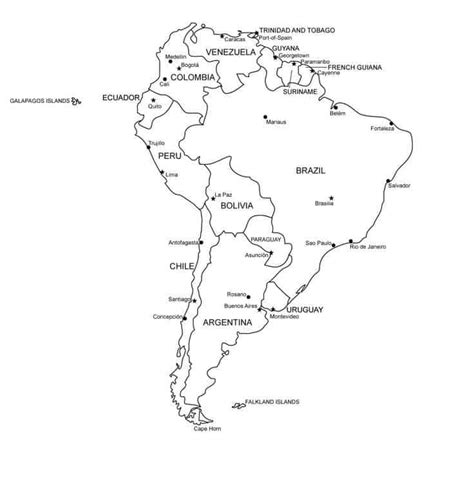 Mapa de Ámerica del sur mapa político y físico