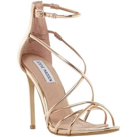 Steve Madden Satire Strappy Stiletto Heeled Sandals Rose Gold Brl Liked On Polyvore