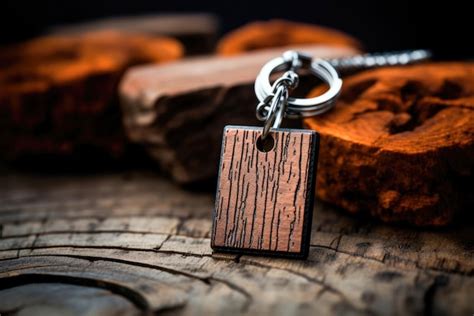 Premium AI Image Wooden Keychain In The Shape Of A Rectangle With A