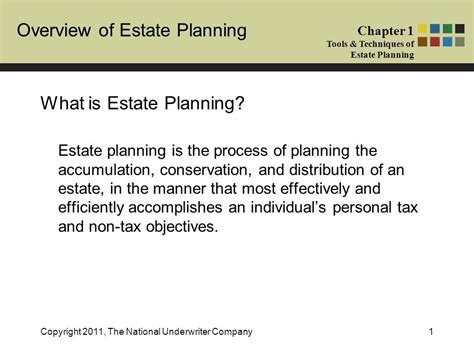Overview Of Estate Planning Chapter 1 Tools And Techniques Of Estate