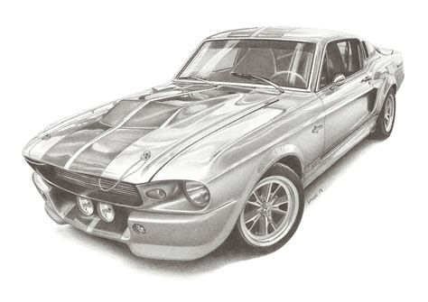How To Draw A Mustang Shelby Gt500