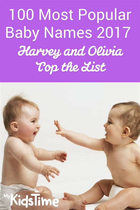 100 Most Popular Baby Names 2017 Harvey And Olivia Top The List