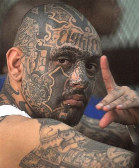 Gang Tattoos Tats Old Olde English Face Tattoo 18th Street Gang Prison Tattoos Gang