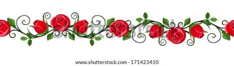 Vintage Horizontal Seamless Vignette Red Rose Stock Vector Royalty