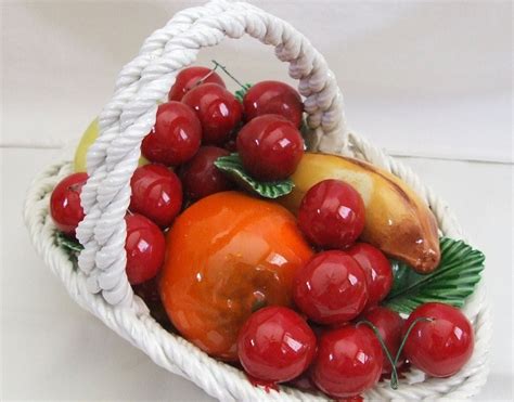 Vintage Ceramic Fruit Basket Handmade In Italy Italian