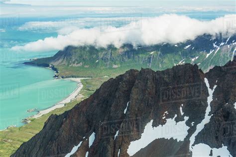 Aerial Of Aleutian Mountains Shelikof Straight Katmai National Park