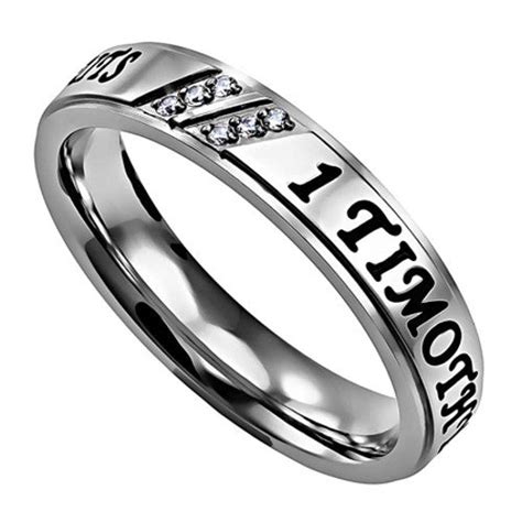 True Love Waits 1 Tim 412 Religious Scripture Ring Stainless Steel Cz