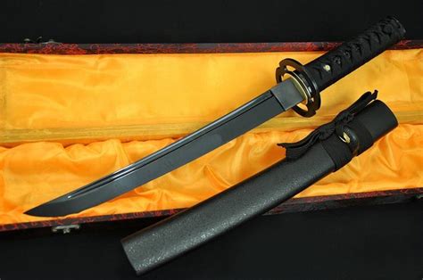 20 Inch Hand Made Full Black Japanese Samurai Tanto Sword Black Blade